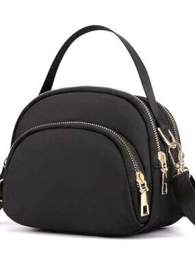 Small Nylon Crossbody Bag Phone Wallet with 3 Zipper Pockets